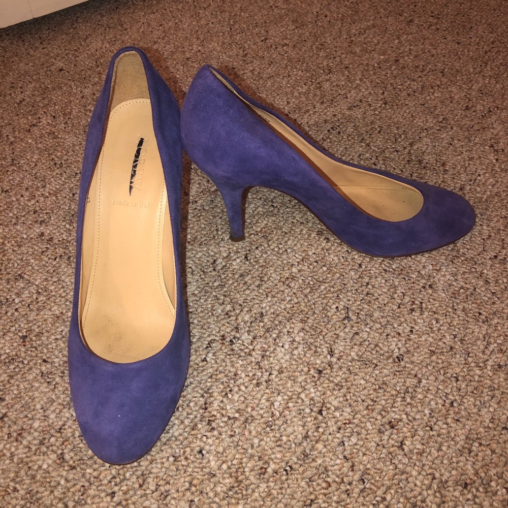 JCrew leather upper purple pumps